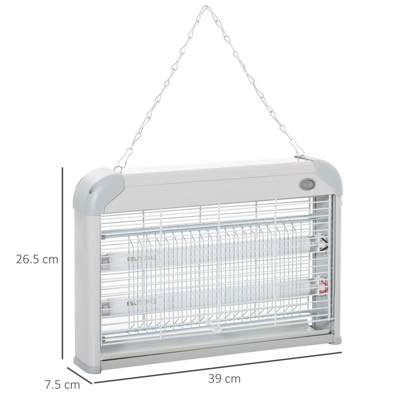 Zanzariera Elettrica 2 Lampade LED 20W Bianco e Grigio-3