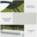 Lettino Prendisole a Dondolo 2 Posti da Giardino 140x200x88 cm in Metallo e Textilene Bianco Crema-7