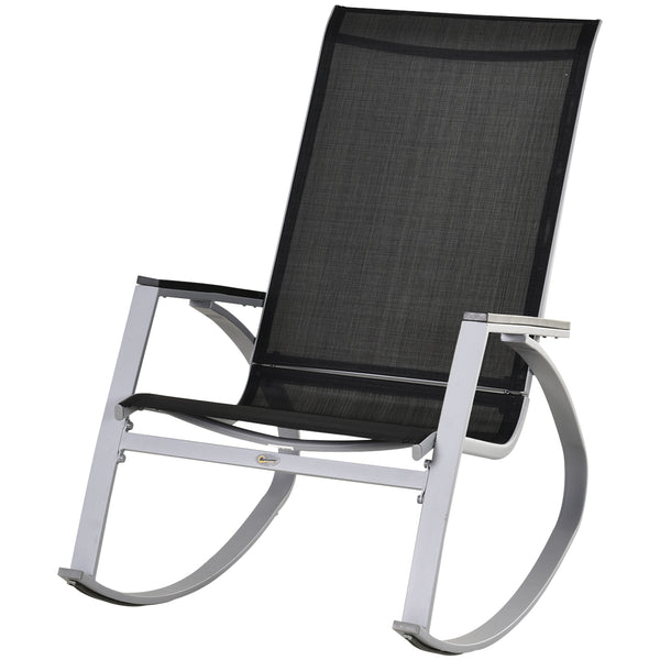 prezzo Rocking Chair de jardin 107x60x93 cm en métal et tissu noir