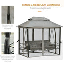 Dondolo Letto 3 Posti con Gazebo da Giardino 256x172x248 cm con Zanzariera e Cuscini Grigio-7