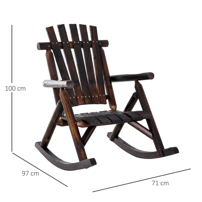 Sedia a Dondolo da Giardino 97x71x100 cm in Legno di Abete Carbonizzato-3