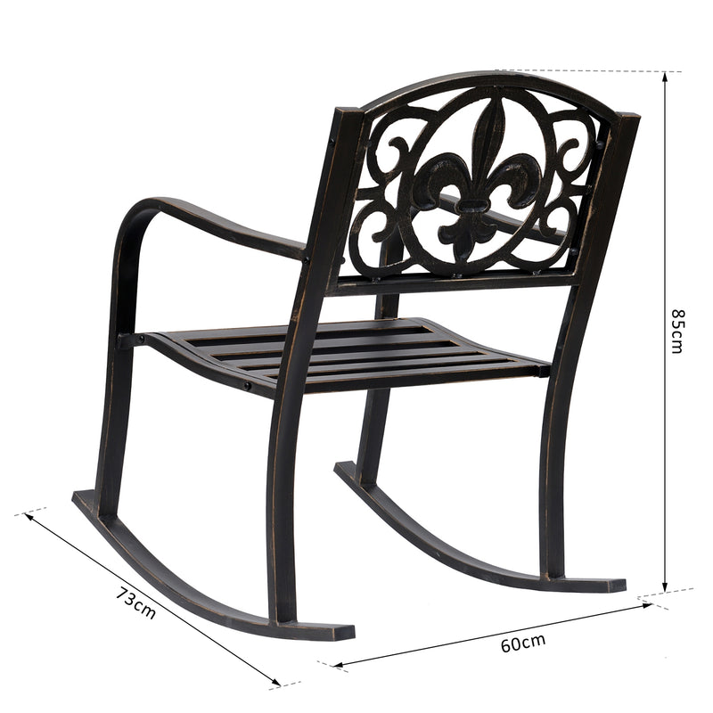 Sedia a Dondolo in Acciaio e Ghisa 60x73x85 cm  Bronzo-3