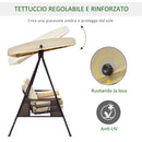 Dondolo 3 Posti da Giardino 260x124,5x180 cm in Metallo e Tessuto Beige-5