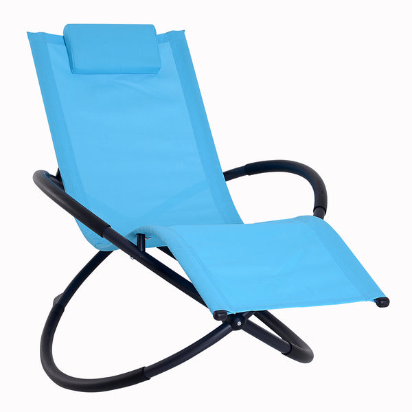 acquista Chaise à bascule de jardin moderne en textilène bleu 154x80x84 cm