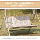 Dondolo da Giardino 3 Posti 172x110x156 cm in Acciaio Marrone-4