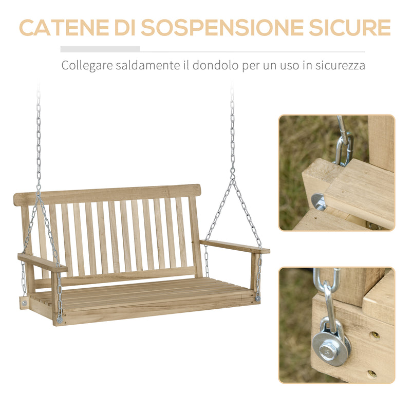 Dondolo 2 Posti Sospeso 119x65x61 cm in Legno-5