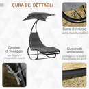 Lettino a Dondolo da Giardino 185x100x190 cm in Metallo Grigio scuro-6