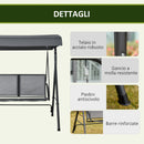 Dondolo 2 Posti 140x118x162 cm  in Acciaio e Poliestere Grigio-6