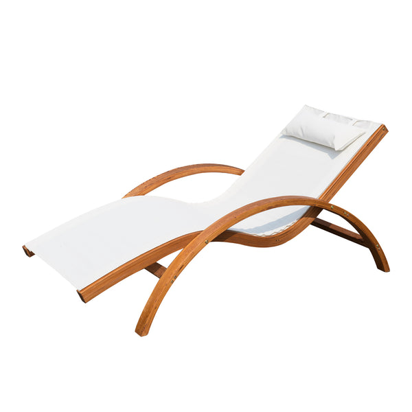 Chaise Longue Relax en Bois Crème sconto