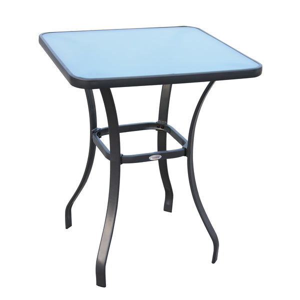 prezzo Table basse de jardin en métal et plateau en verre trempé noir 68,5x68,5x84 cm