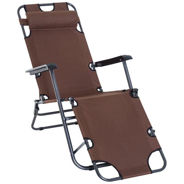 Fauteuil inclinable pliant en métal et textilène marron sconto