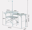 Tavolino da Campeggio Picnic Pieghevole in Alluminio 154.5x40.5x82 cm -3