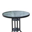 Tavolino da Giardino in Ferro con Piano in Vetro Temperato Nero Ø60x70 cm -6