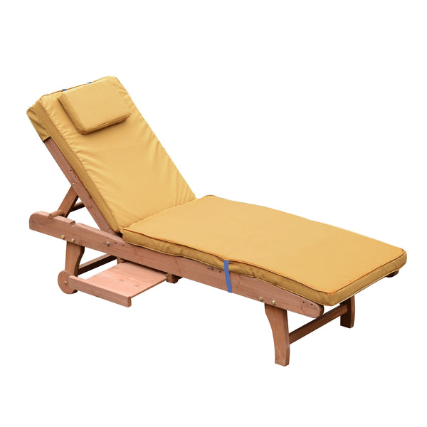 Chaise longue en bois avec plateau et matelas marron clair acquista