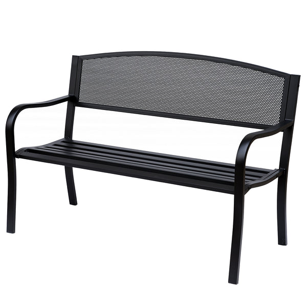 sconto Banc de jardin 2 places en acier 127x60x85 cm Noir