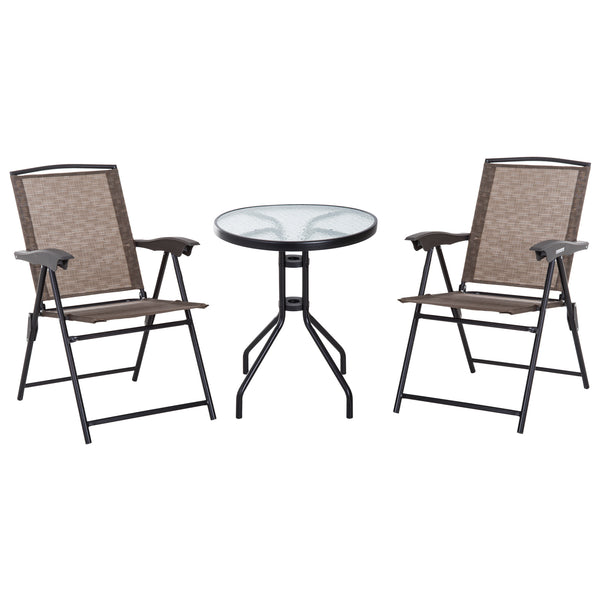 Ensemble de Table Basse et 2 Chaises de Jardin Pliantes en Verre Marron prezzo