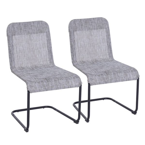 sconto Lot de 2 chaises d'extérieur et d'intérieur en textilène avec structure en métal gris