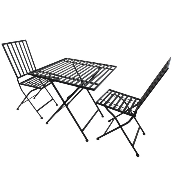 online Ensemble table basse et 2 chaises de jardin pliantes en métal noir Bistrot