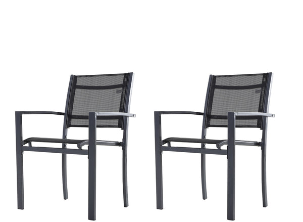 acquista Lot de 2 Chaises de Jardin 64x58x87 cm en Textilène Noir Elegance