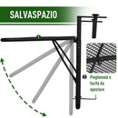 Tavolino Sospeso da Balcone Regolabile in Ferro Nero 60x56.5x45 cm -5