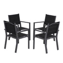 Set 4 Sedie da Giardino in Alluminio e Textilene Nero 55.5x60x86 cm -1