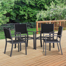 Set 4 Sedie da Giardino in Alluminio e Textilene Nero 55.5x60x86 cm -2