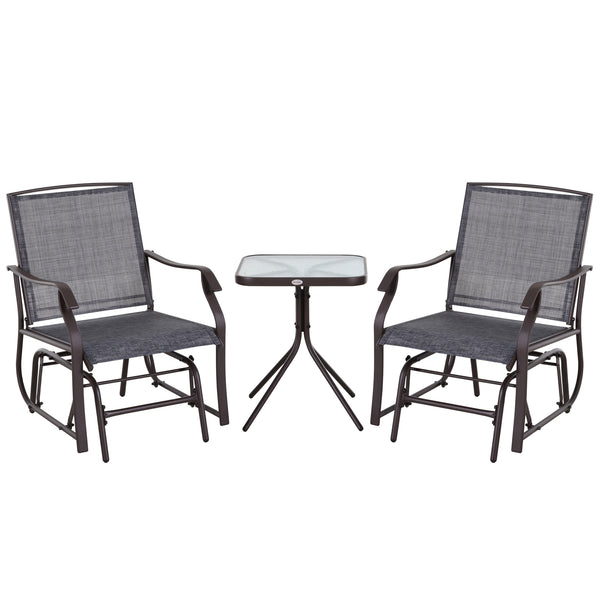 Salon de jardin en acier 2 chaises et table basse marron et grise sconto