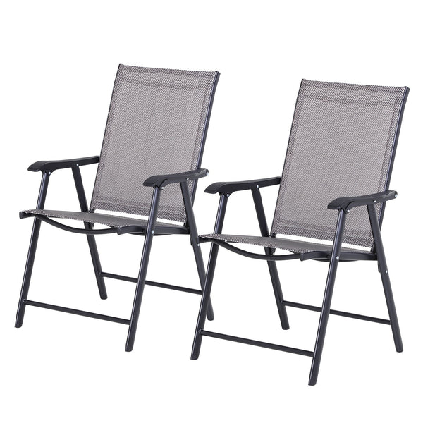 Lot de 2 Chaises de Jardin 58x64x94 cm en Textilène Sanders Gris et Noir online