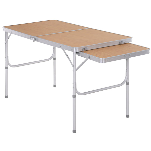 sconto Table de camping pique-nique pliante réglable en aluminium 120x60x40/70 cm