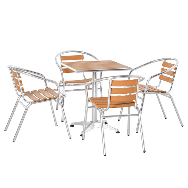 Ensemble table et 4 chaises de jardin en aluminium effet bois prezzo