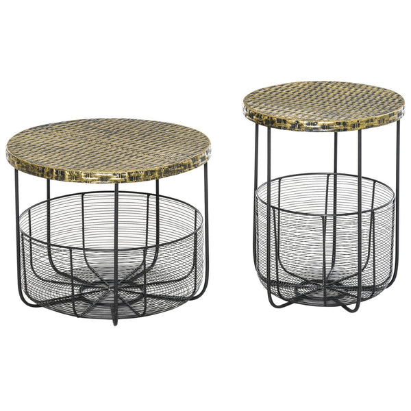 Set de 2 tables de jardin en métal avec paniers noirs et bronze prezzo