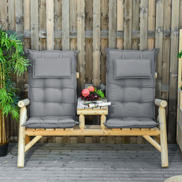 prezzo Lot de 2 Coussins pour Fauteuil de Jardin 50x129x9 cm en Polyester Gris Foncé