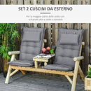 Set 2 Cuscini per Poltrona da Giardino  50x129x9 cm  in Poliestere Grigio Scuro-4