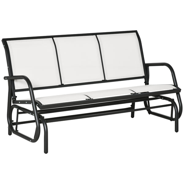 Banc de jardin à bascule 151x75x85 cm en métal et texteline beige sconto