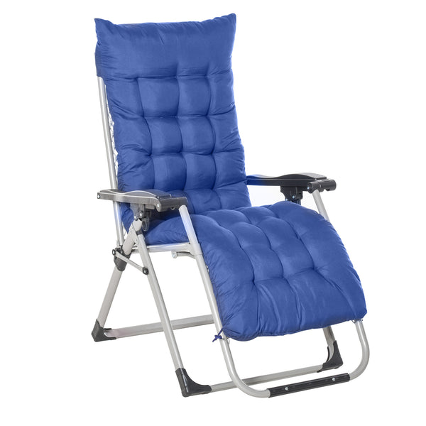 sconto Transat rembourré inclinable pliant 90x65x110 cm en métal et polyester bleu