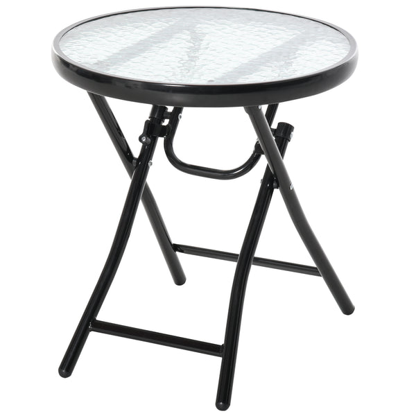 Table de jardin ronde en métal Ø45x50 cm avec étagère en verre noir acquista