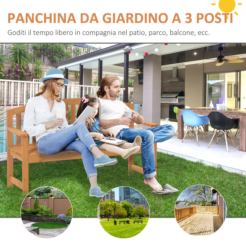 Panchina da Giardino 3 Posti 140x50x85 cm in Legno di Abete Naturale-4