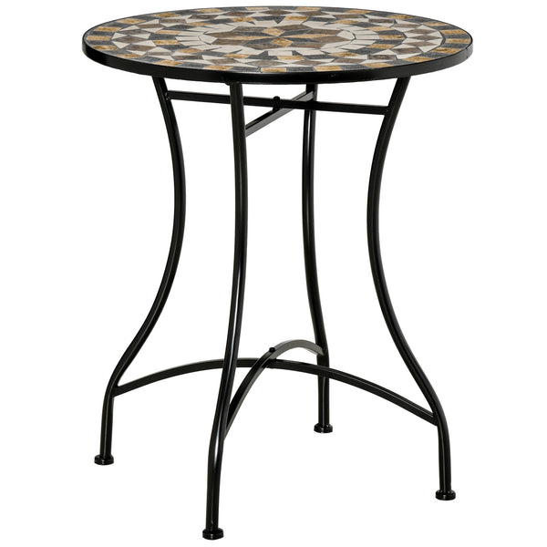 online Table Basse de Jardin Ø60x71 cm en Métal et Mosaïque Noire