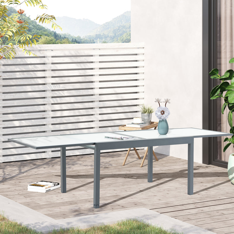 Tavolo Allungabile da Giardino 270x90x73 cm in in Alluminio con Piano in Vetro-2