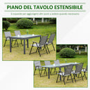 Tavolo Allungabile da Giardino 270x90x73 cm in in Alluminio con Piano in Vetro-4