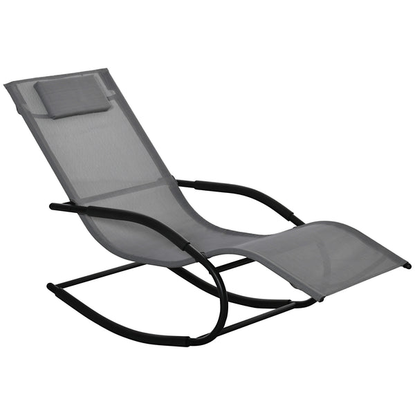 Chaise à bascule de jardin Zero Gravity 63x160x88 cm en métal et textilène grise sconto