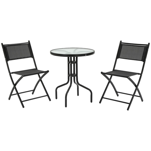 Ensemble de Table Basse et 2 Chaises Pliantes en Métal Noir prezzo