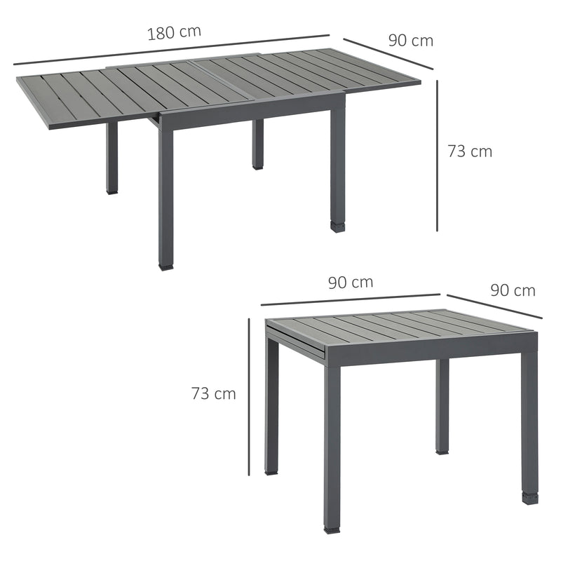 Tavolo Allungabile da Giardino 180x90x73 cm in Plastica e Alluminio Grigio-3