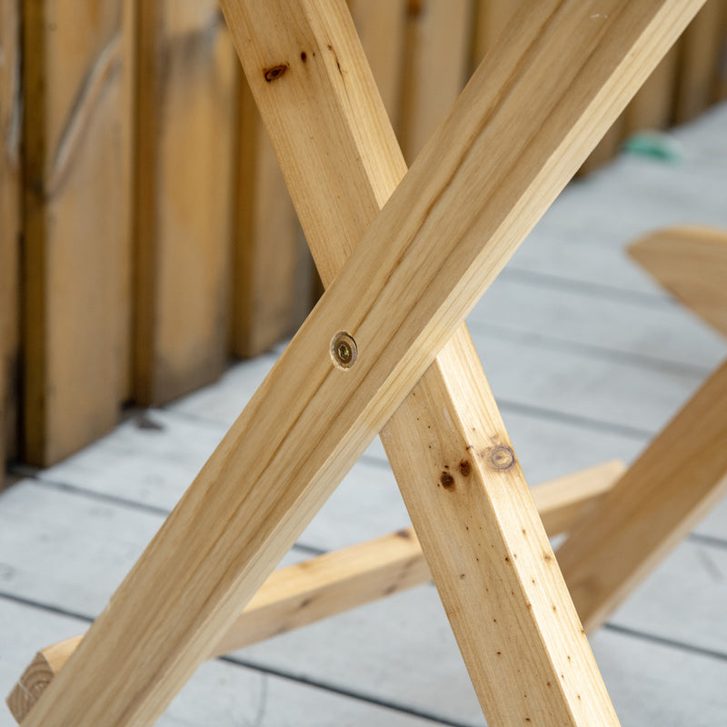 Set Sedia a Dondolo e Tavolino Pieghevole in Legno di Abete Naturale-8