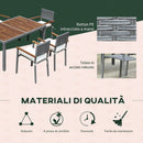 Set Tavolo e 6 Sedie da Giardino  in Acciaio Legno e Rattan Grigio-8