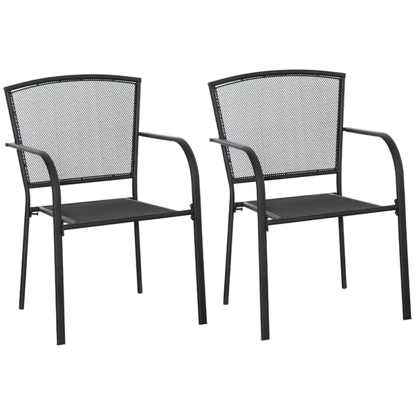 Lot de 2 Chaises de Jardin avec Accoudoirs en Métal Noir sconto