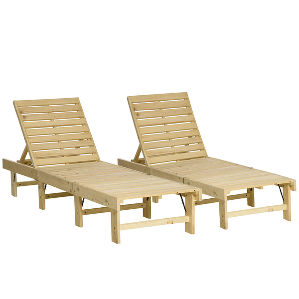 Lot de 2 Transats 195x59x30 cm en Bois Naturel prezzo