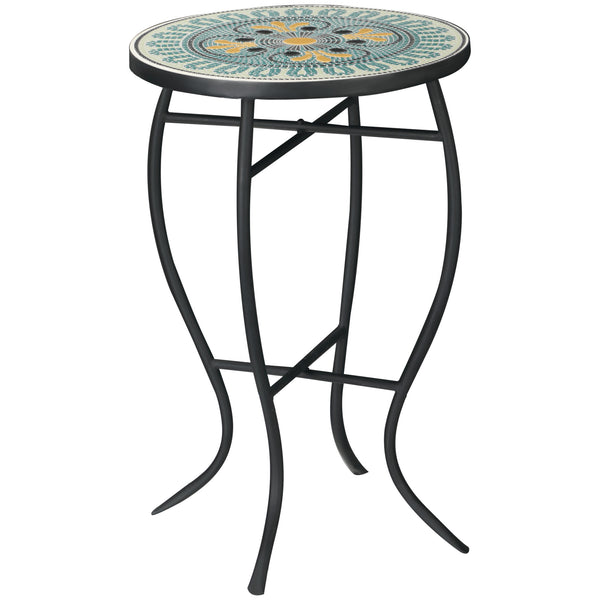 Table Basse de Jardin Ø35,5x53,5 cm en Métal avec Mosaïque sconto