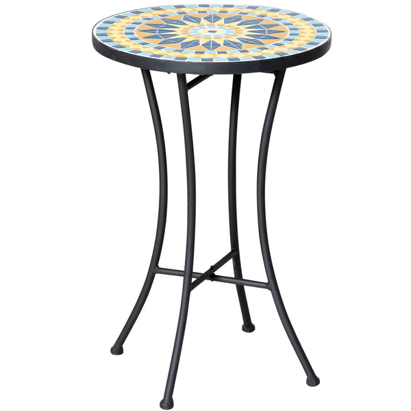 Table Basse de Jardin Ø35,5x53,5 cm en Métal avec Mosaïque sconto