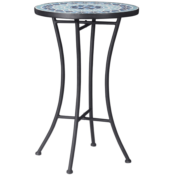 Table Basse de Jardin Ø35,5x53,5 cm en Métal avec Mosaïque Bleue sconto